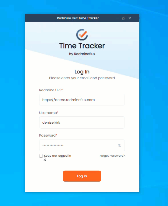 Time Tracker keep me login project issue search