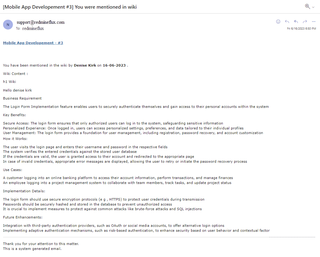 redmineflux mention plugin mail notification