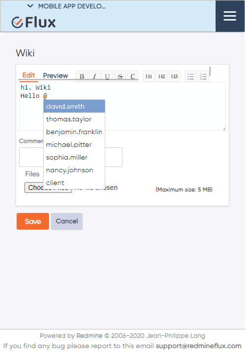 redmineflux mention plugin small wiki mention