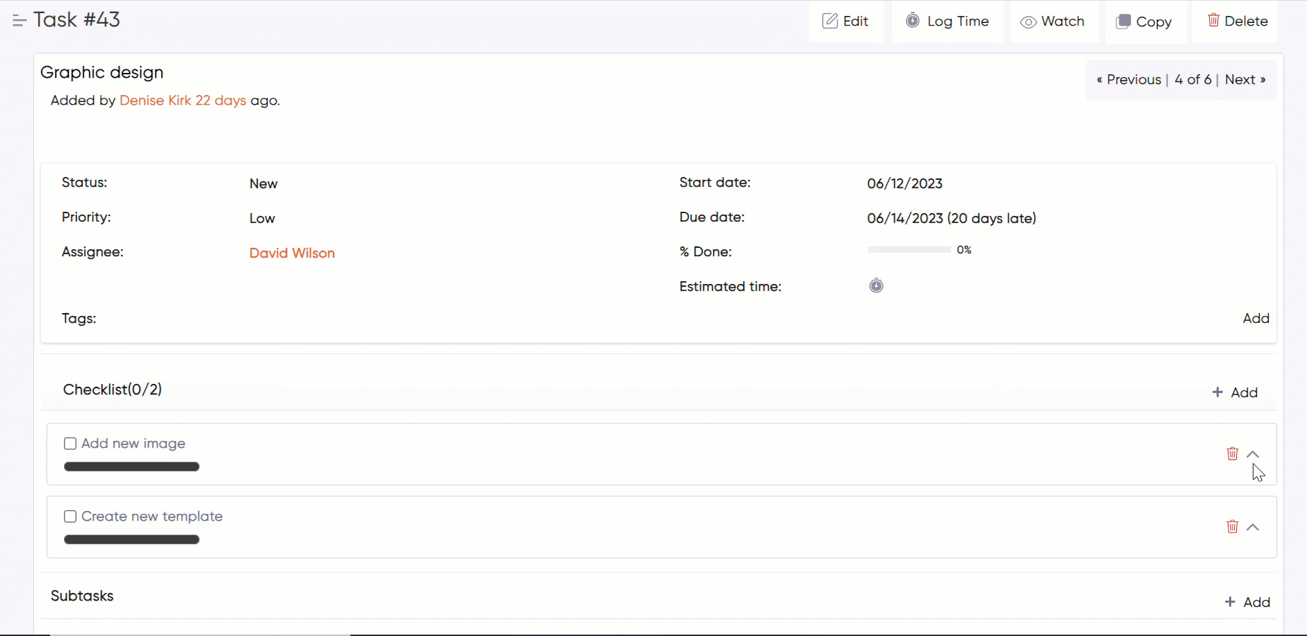 edit delete checklist