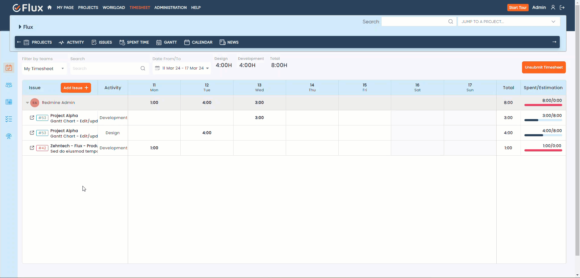 redmineflux timesheet reports