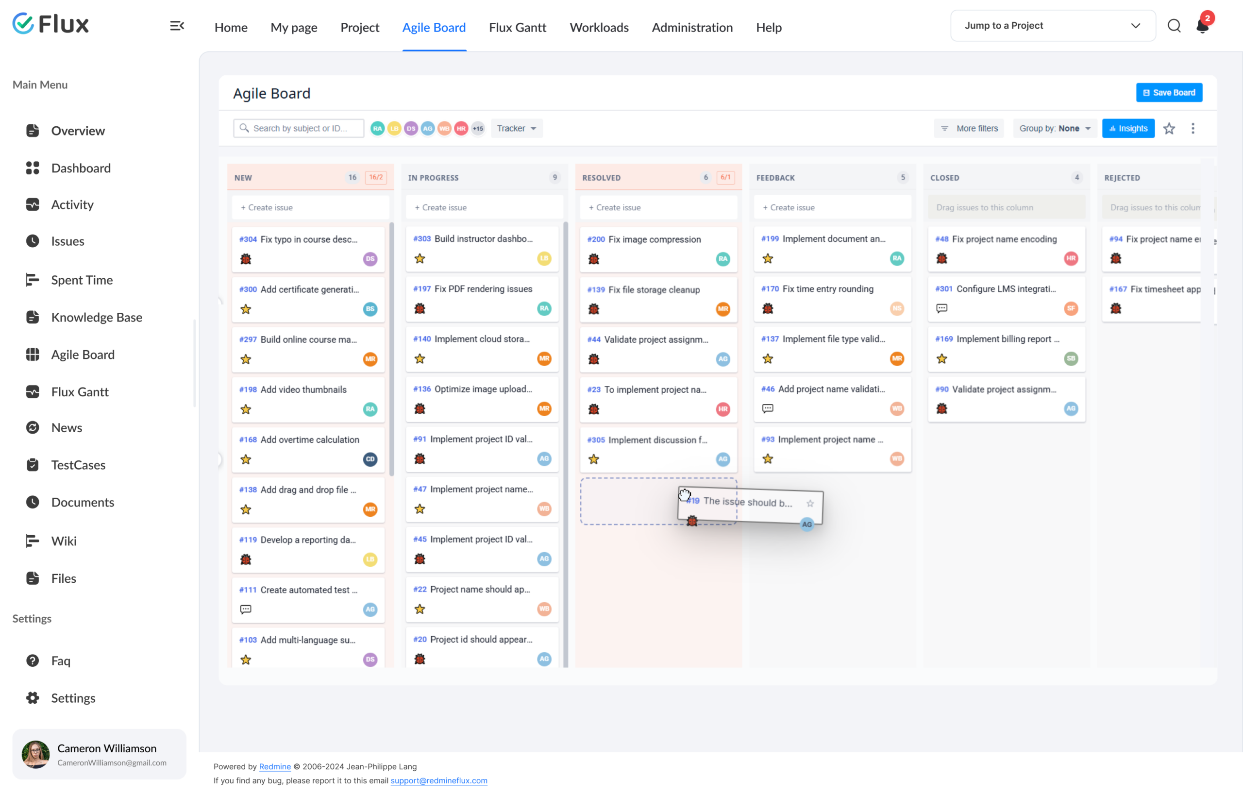 Kanban board with WIP limits and swimlane rows