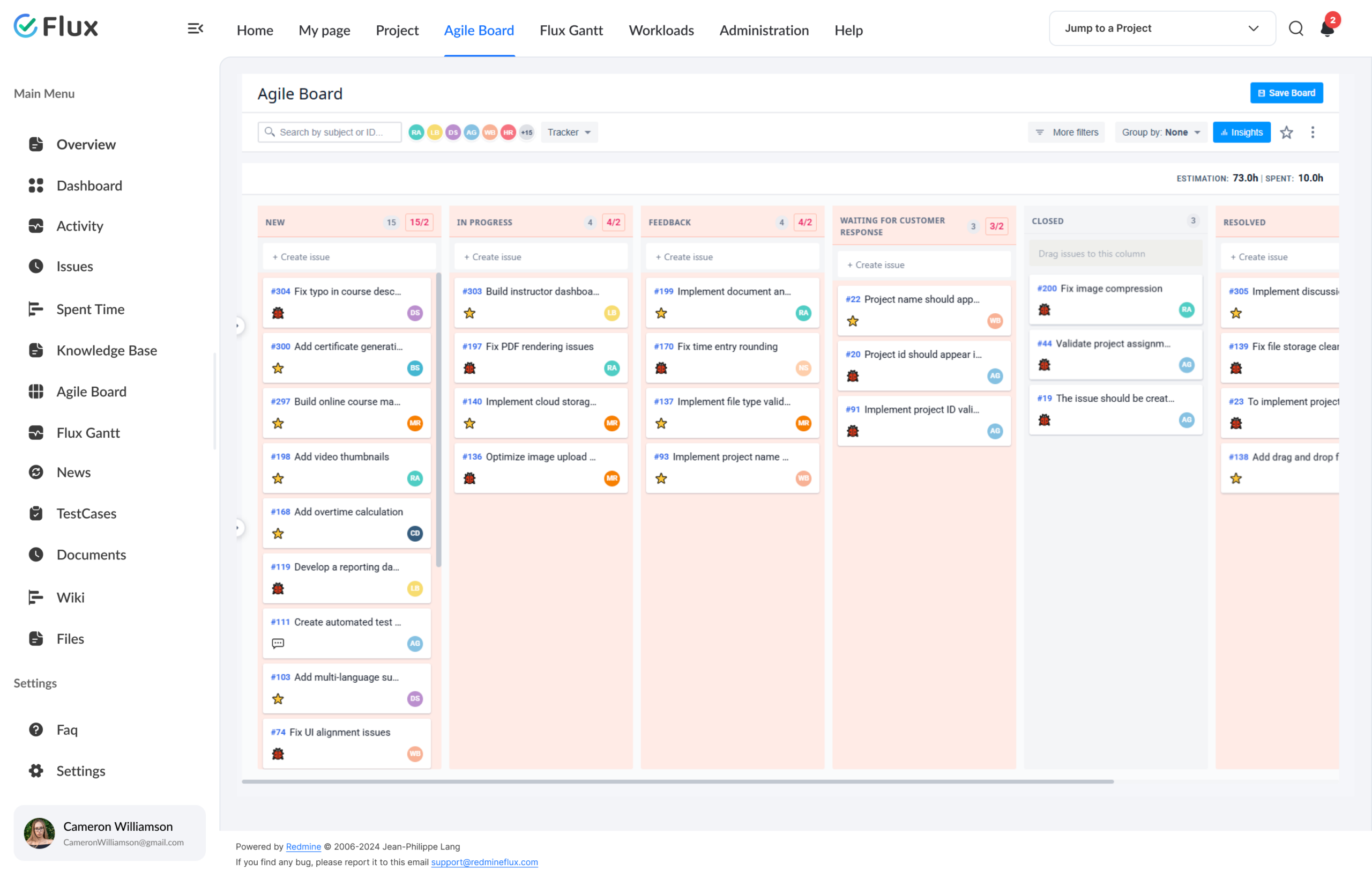 Kanban column with WIP breach indicator - red header at limit