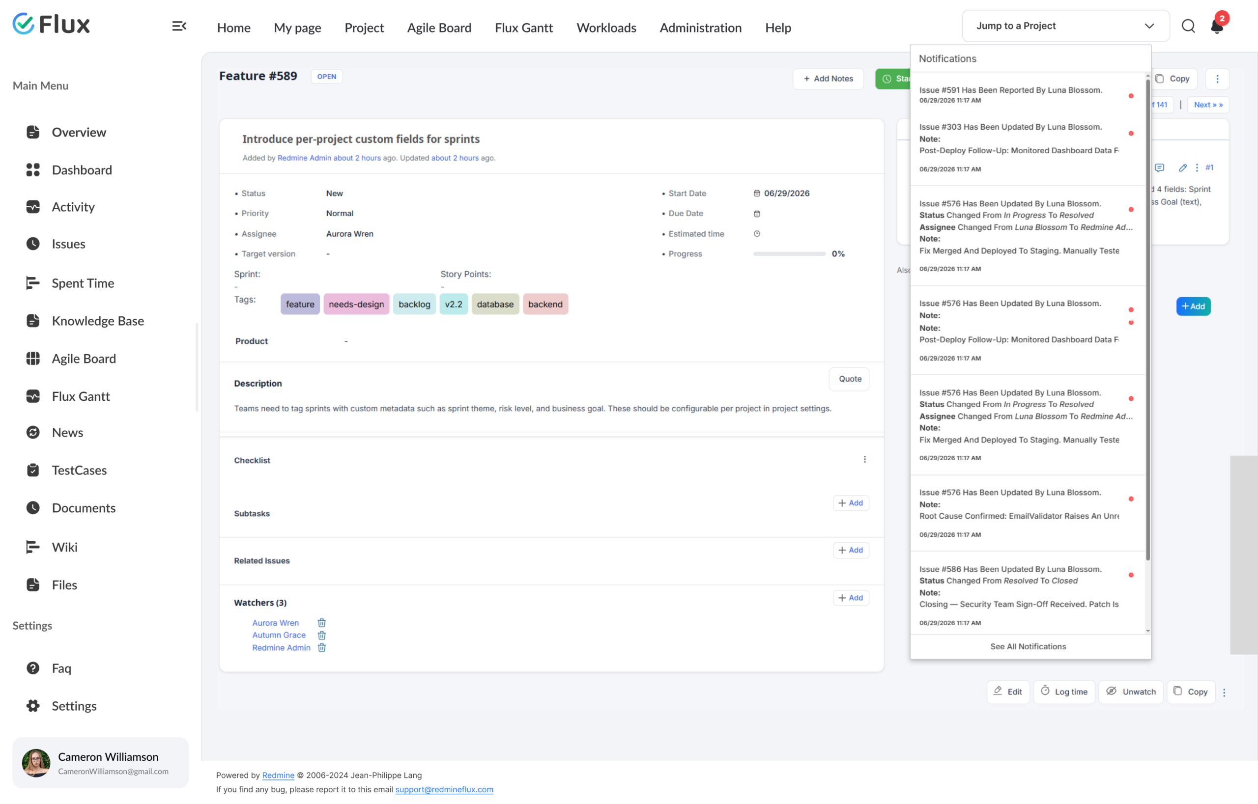 Redmine Notification Plugin - rule builder interface